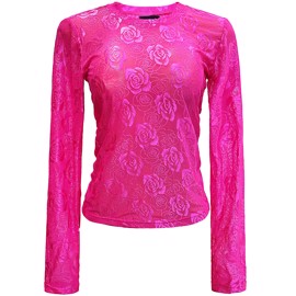 ROSE LS LACE BLOUSE PINK